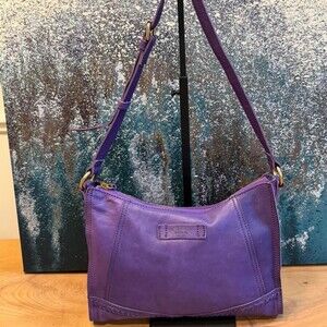 Purple Leather Shoulder Bag with Adjustable Strap
